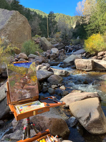 Morning in the Canyon on the Easel by Andrew Busch